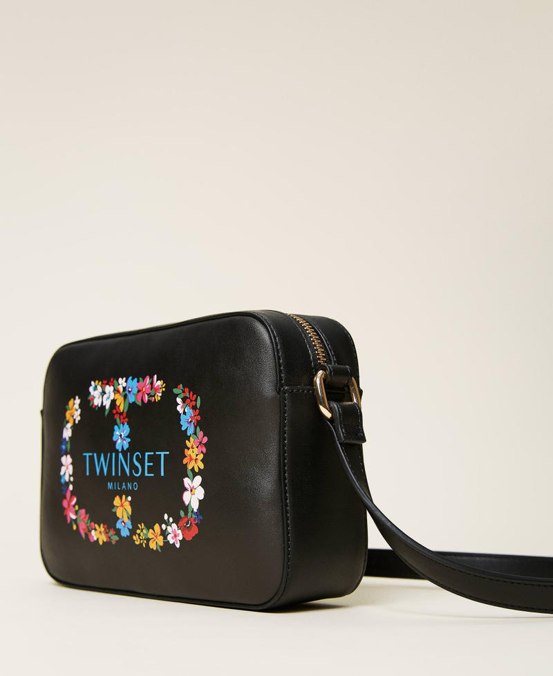 Shoulder bag with floral maxi logo