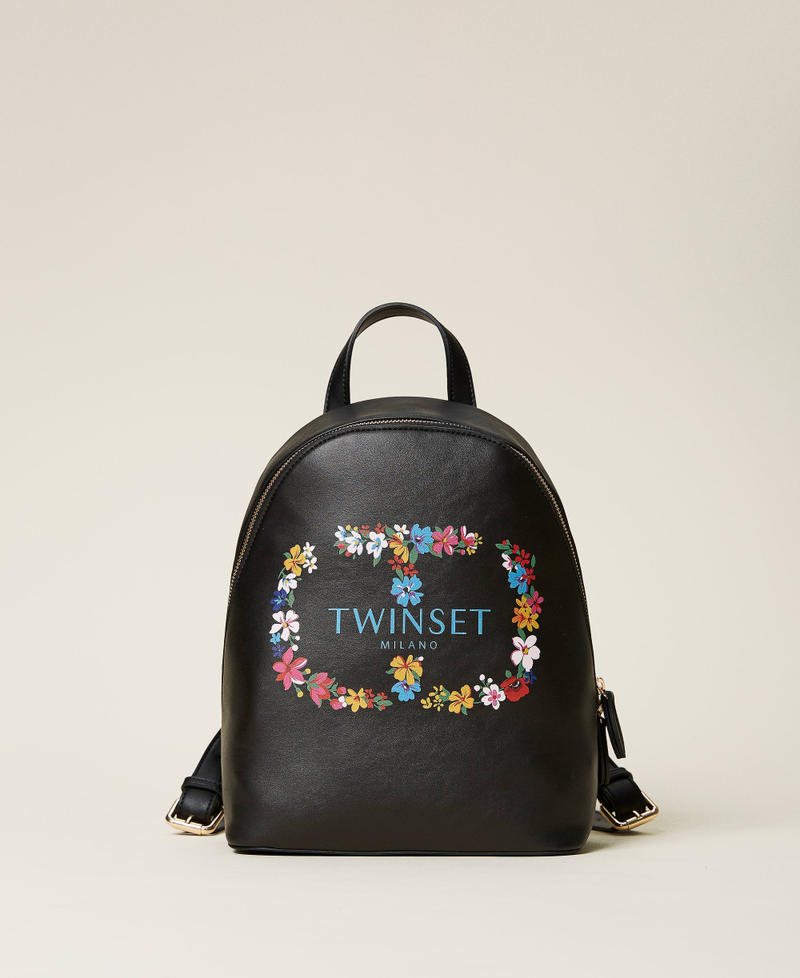 Zaino con maxi logo a fiori