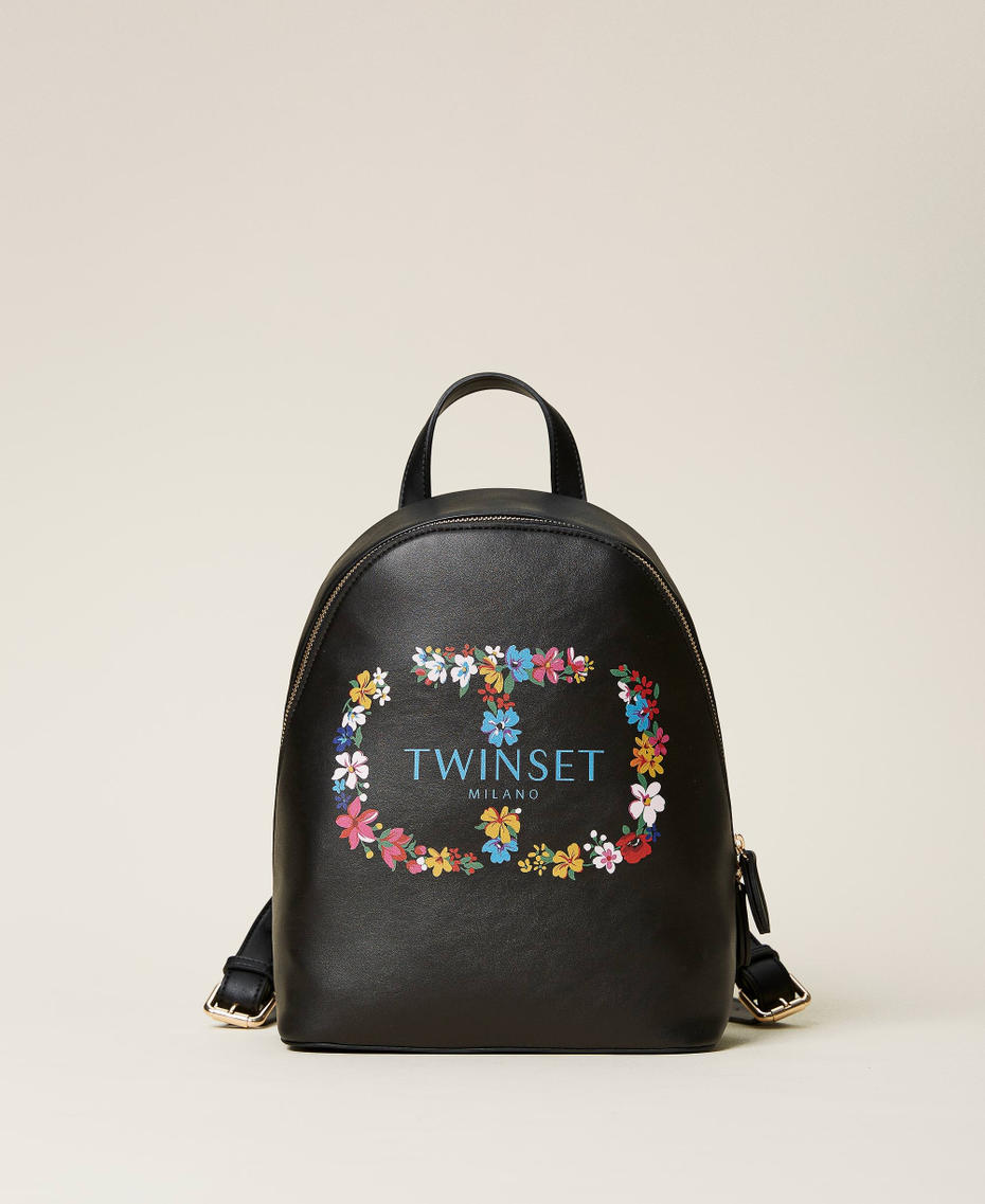 Zaino con maxi logo a fiori