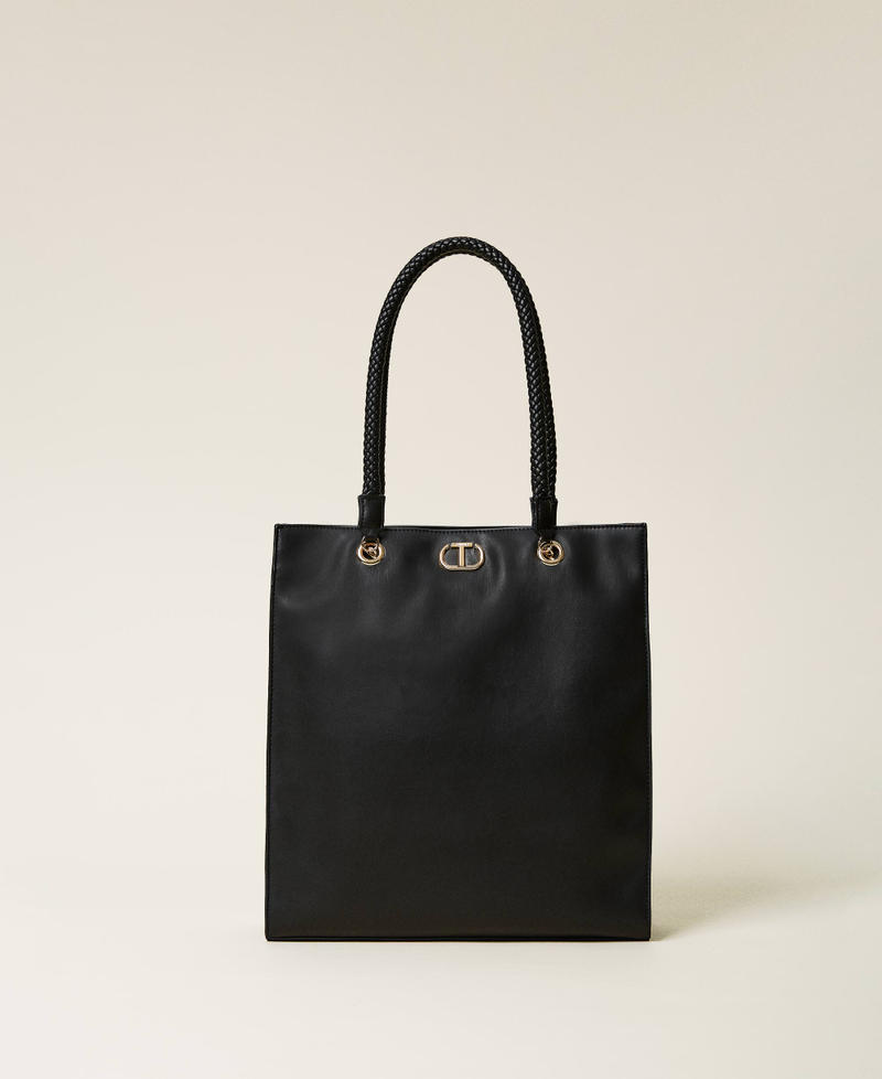 Shopper with weaved handles Black Woman 222TD8170-01