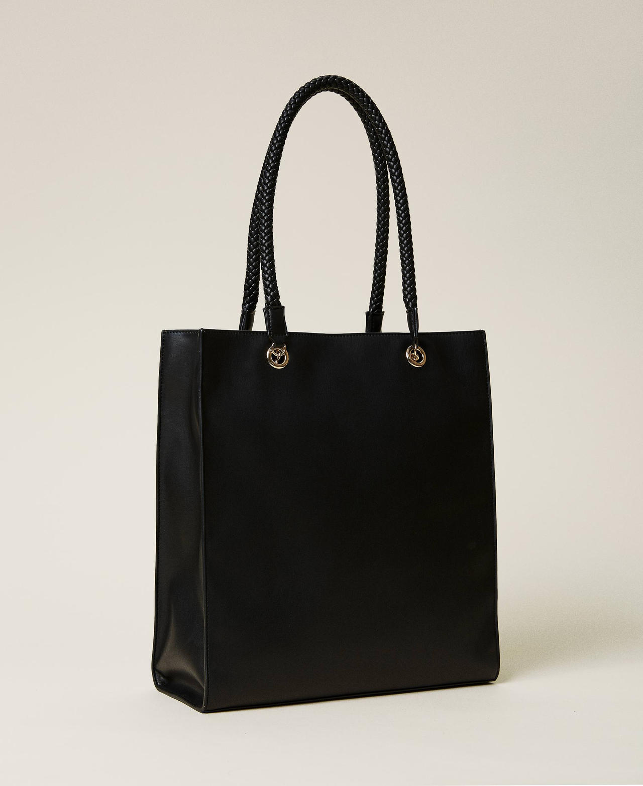 Shopper with weaved handles Black Woman 222TD8170-03