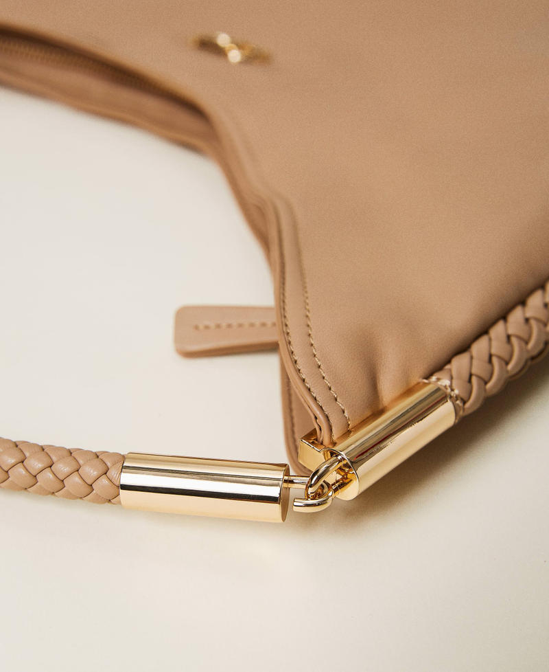 'Miro' hobo bag with weaved trim "Light Wood" Beige Woman 222TD8171-03