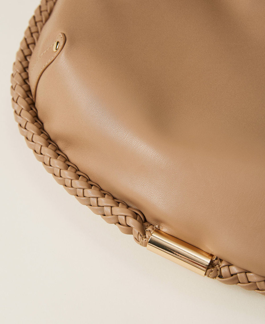 'Miro' hobo bag with weaved trim "Light Wood" Beige Woman 222TD8171_10017_05
