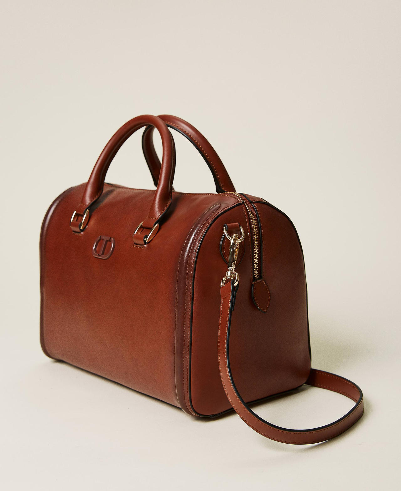 Bowler bag with fadeout and logo "Mahogany" Orange Woman 222TD8182_10060_02