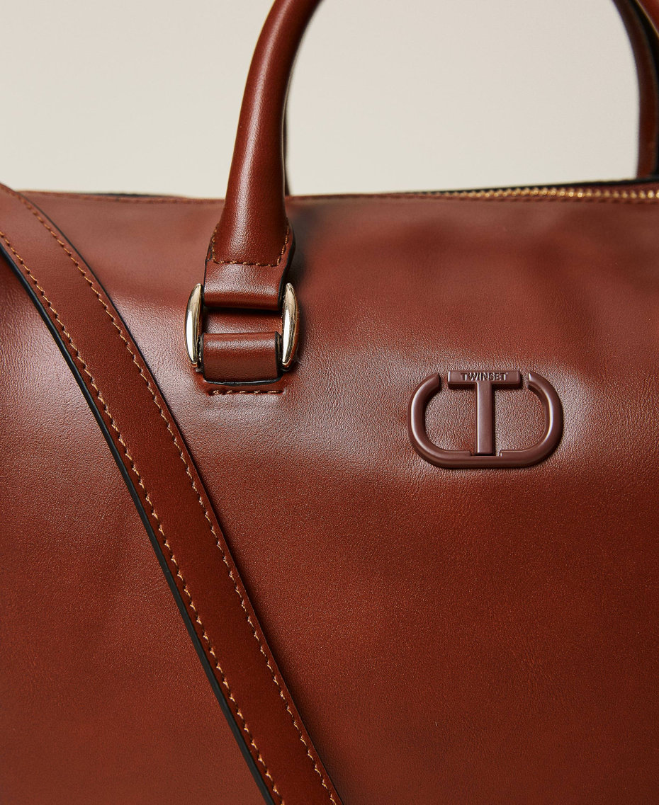 Bowler bag with fadeout and logo "Mahogany" Orange Woman 222TD8182_10060_05