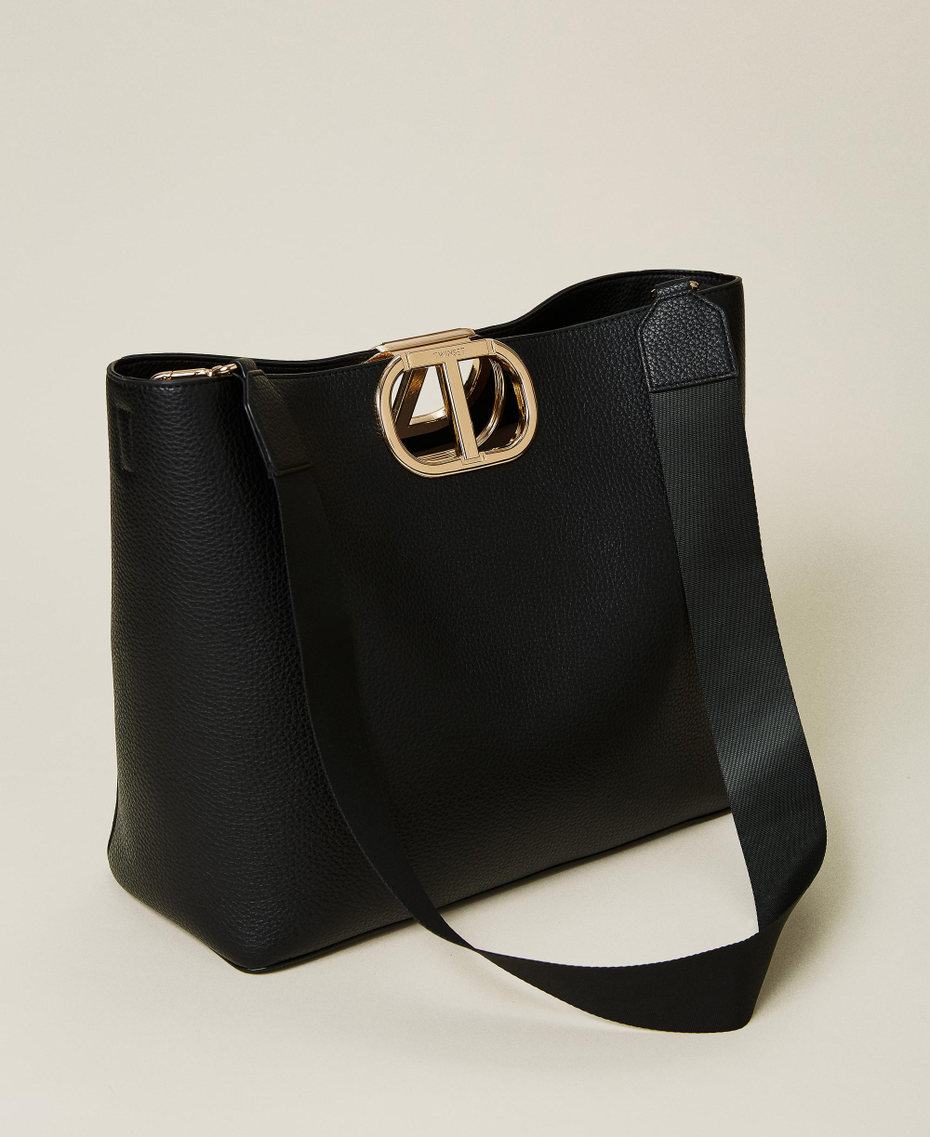 Large 'Lila' shopper with maxi logo Black Woman 222TD8190_00006_03