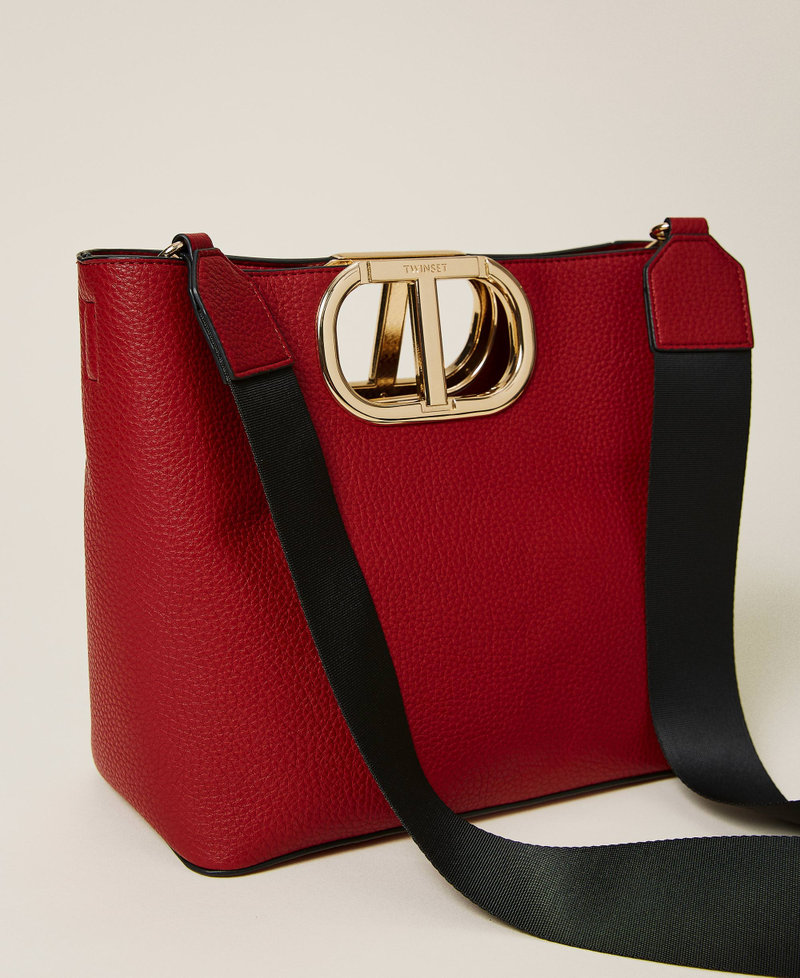 Medium 'Lila' shopper with maxi logo Poppy Red Woman 222TD8191_00456_04