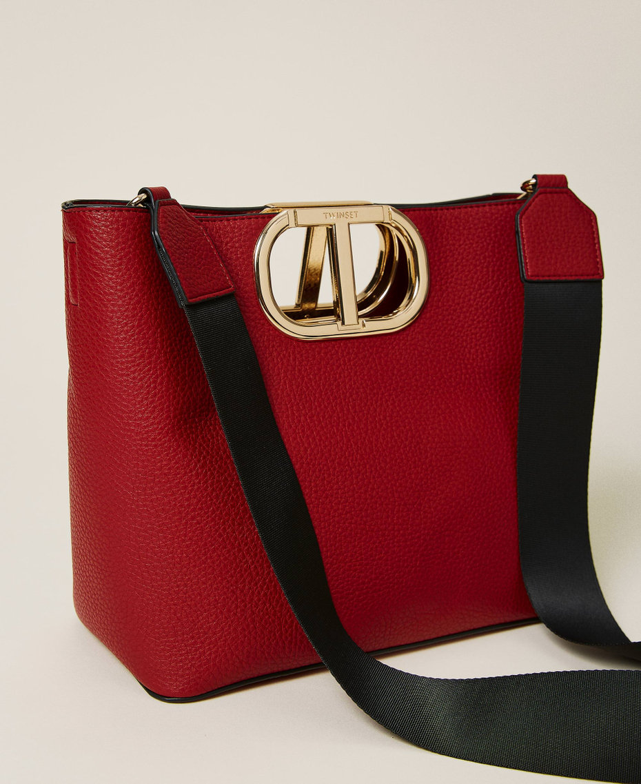 Medium 'Lila' shopper with maxi logo Poppy Red Woman 222TD8191_00456_04