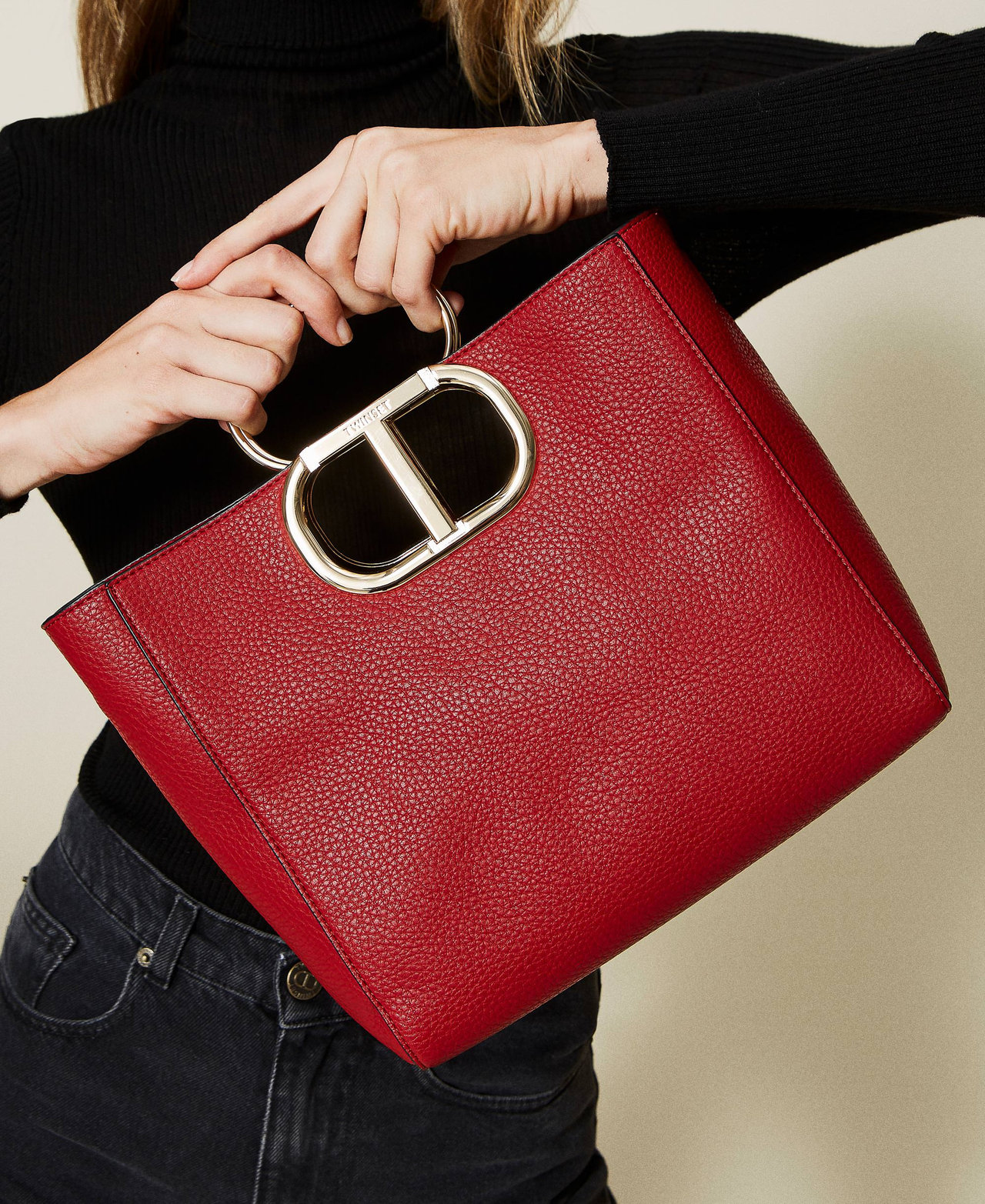 Medium 'Lila' shopper with maxi logo Poppy Red Woman 222TD8191_00456_0S