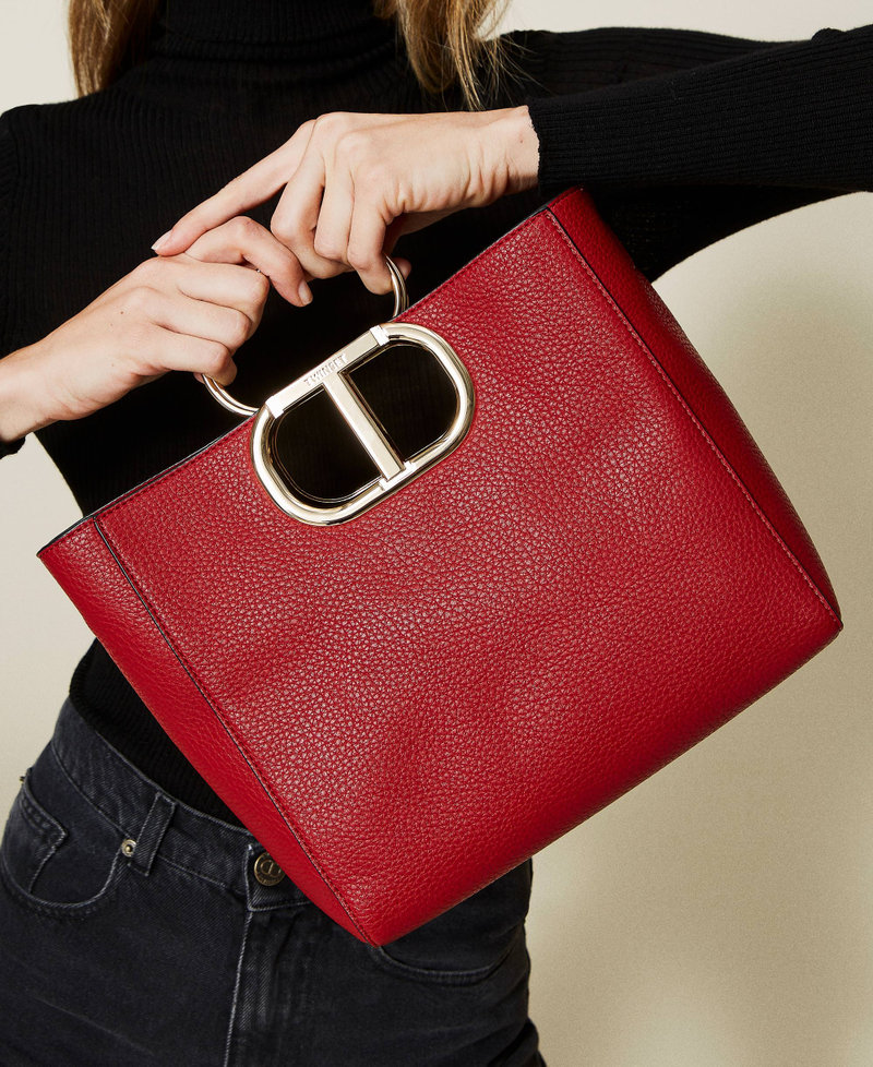 Medium 'Lila' shopper with maxi logo Poppy Red Woman 222TD8191_00456_0S
