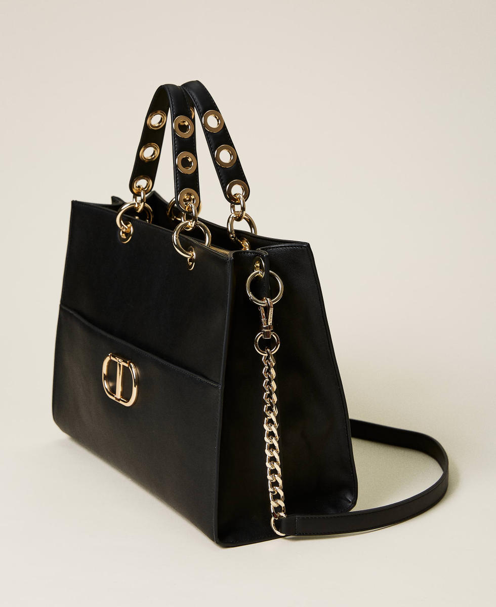 Borsa shopper Naira con occhielli e logo