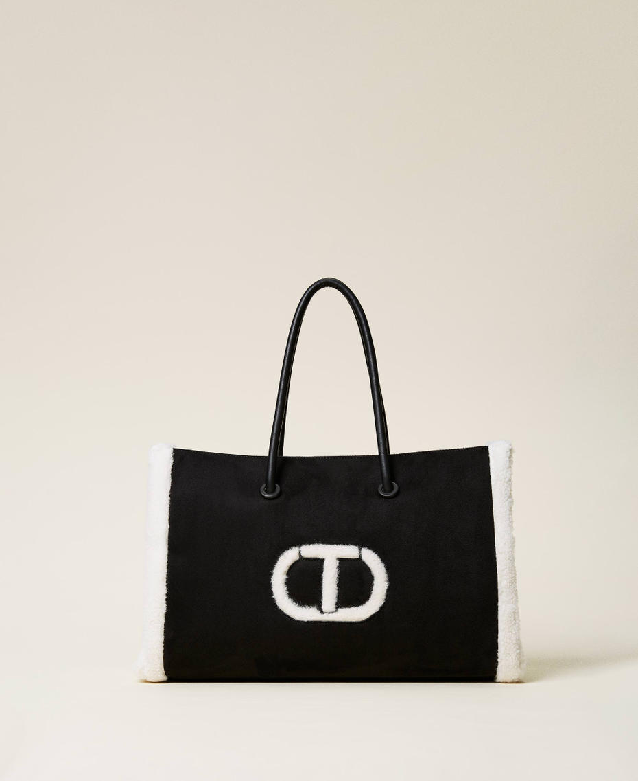 Shopper mit Pelzimitat-Einsätzen