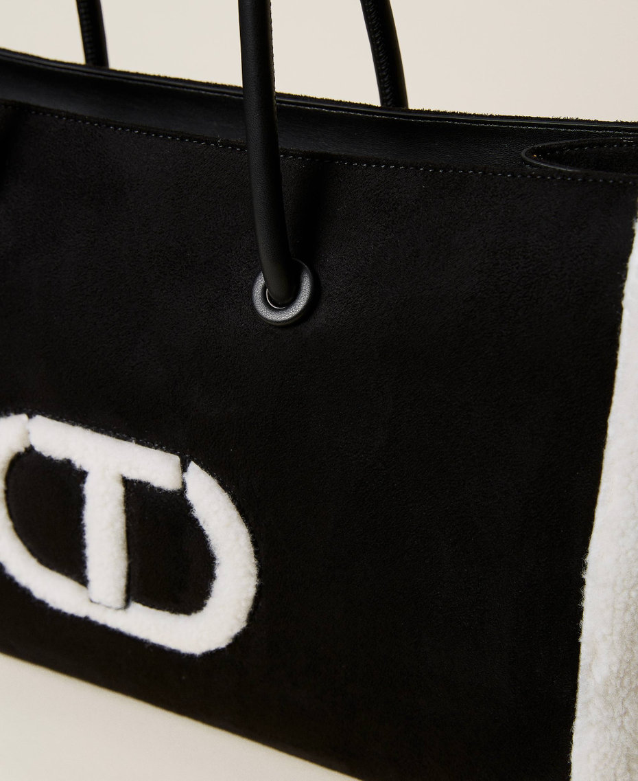 Shopper mit Pelzimitat-Einsätzen
