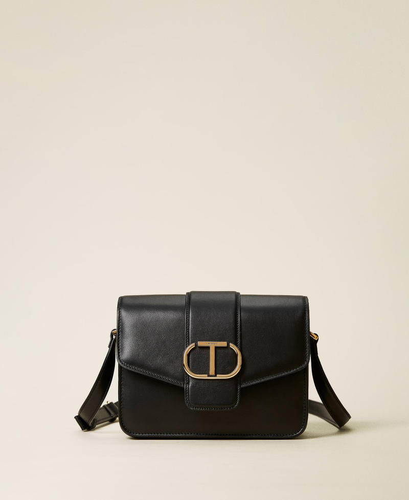 'Amie' leather shoulder bag with logo Black Woman 222TD8280-01
