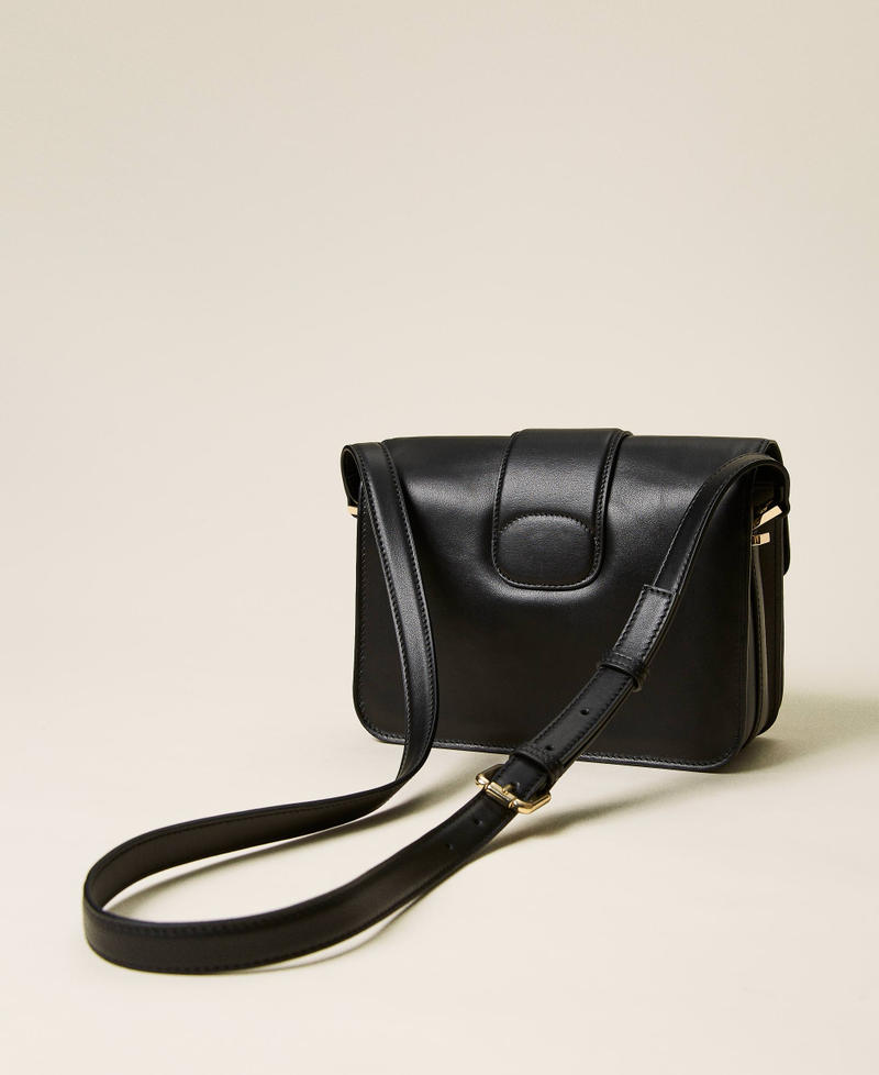 'Amie' leather shoulder bag with logo Black Woman 222TD8280-04