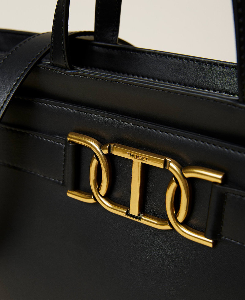 Кожаная сумка-шоппер Grace с цепочкой-логотипом Черный женщина 222TD8302-04