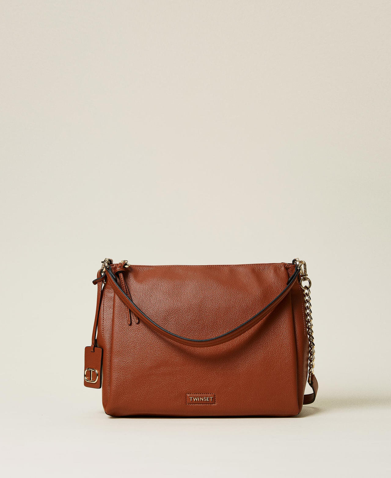 Borsa hobo con charm Oval T Donna Marrone TWINSET Milano