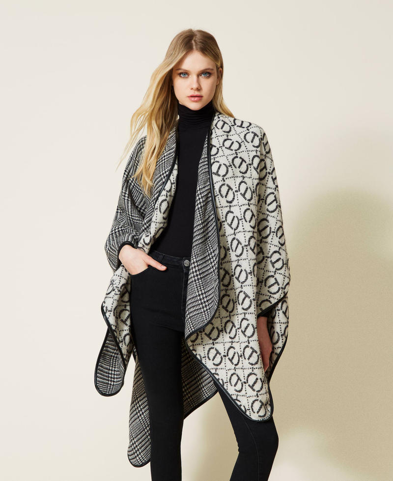 Jacquard poncho with Oval T logo