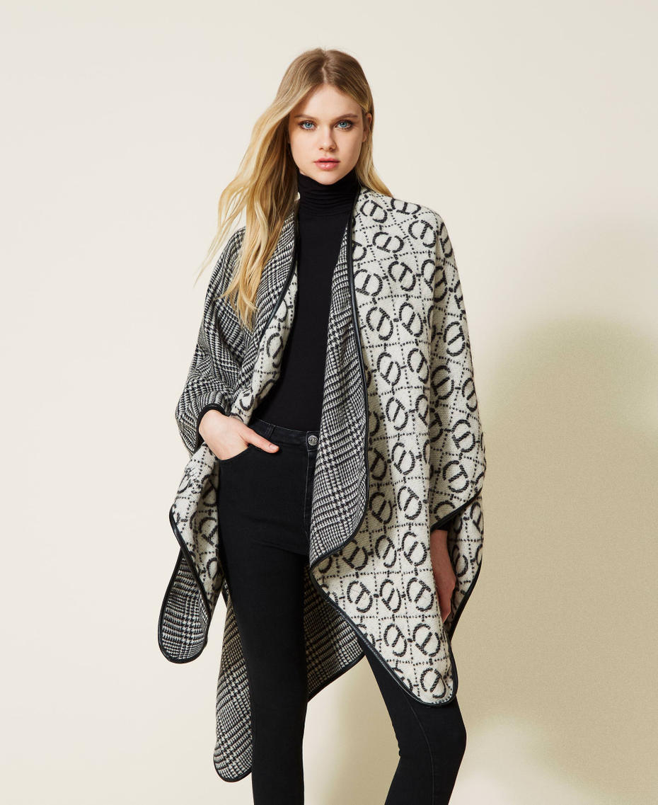 Jacquard poncho with Oval T logo