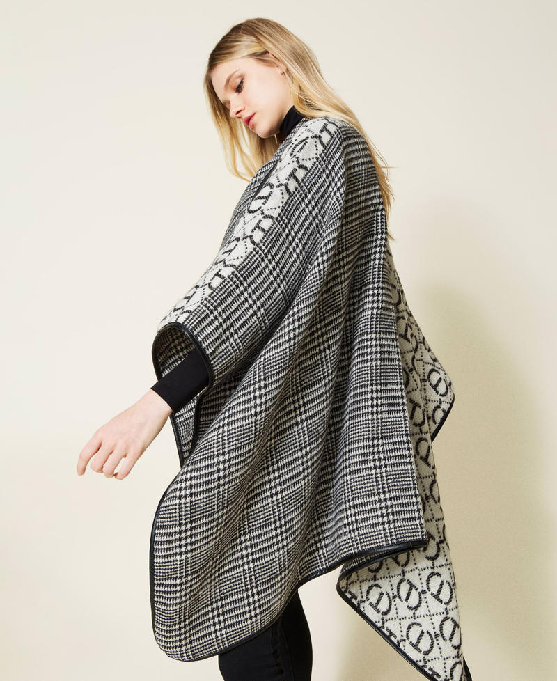 Jacquard poncho with Oval T logo