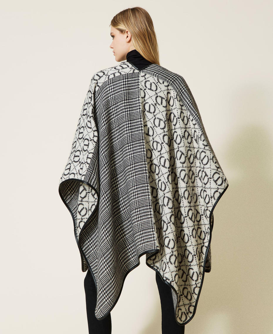Jacquard poncho with Oval T logo