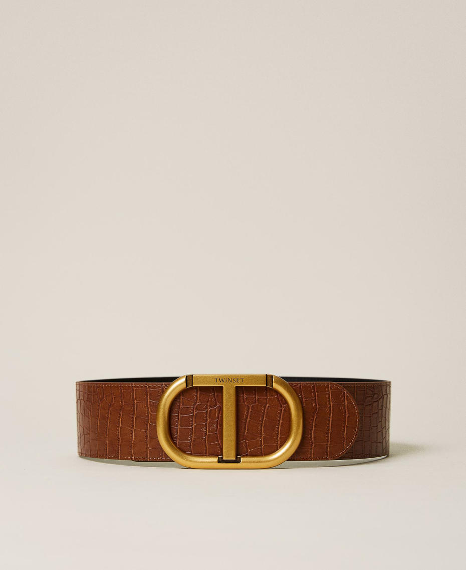 Cintura con maxi logo Oval T Stampa Cocco Marrone "Argan Oil" Donna 222TO504G-01