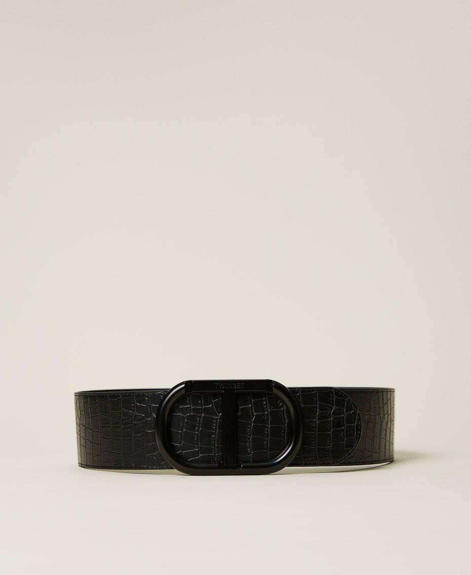 Cintura con maxi logo Oval T Stampa Cocco Marrone "Argan Oil" Donna 222TO504G-01