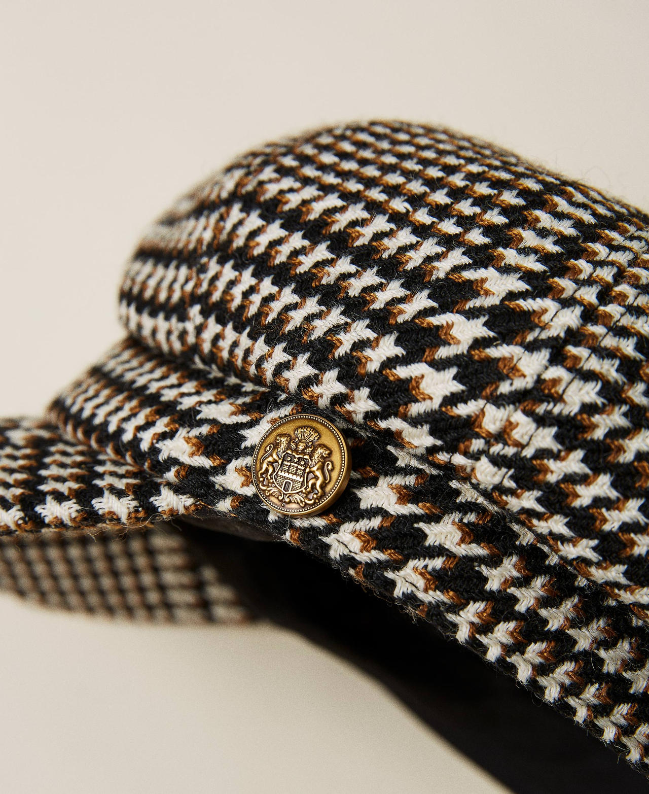 Houndstooth cap "Light Wood" Brown / Black Check Woman 222TO5056-03