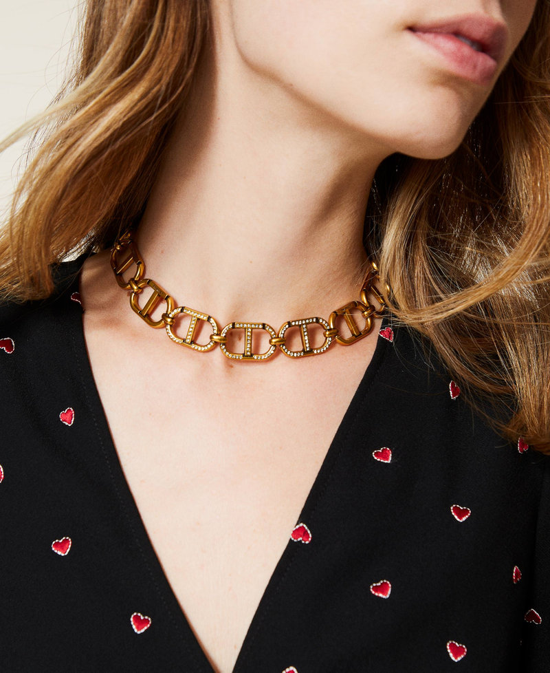Choker with Oval T logo “Aged Coppery Brass” Gold Woman 222TO5064_04758_0S