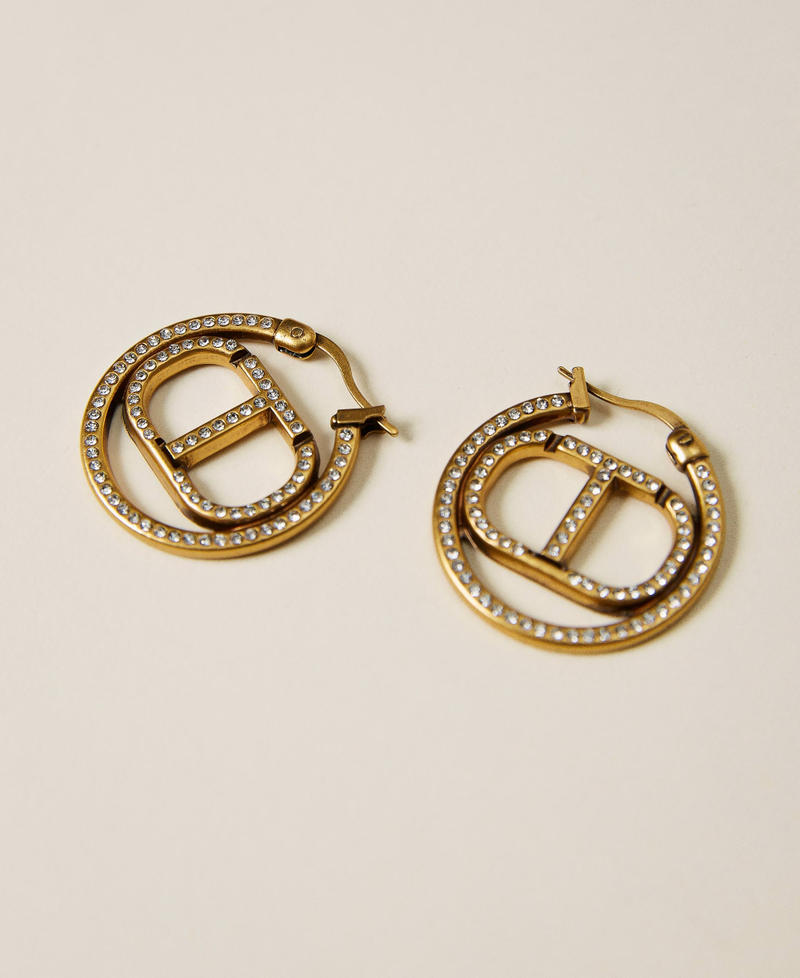 Pendientes con logotipo Oval T y strass
