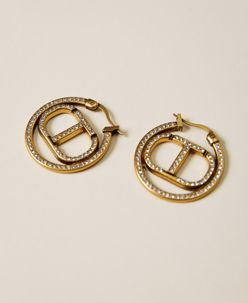 Boucles d&rsquo;oreilles avec logo Oval T et strass