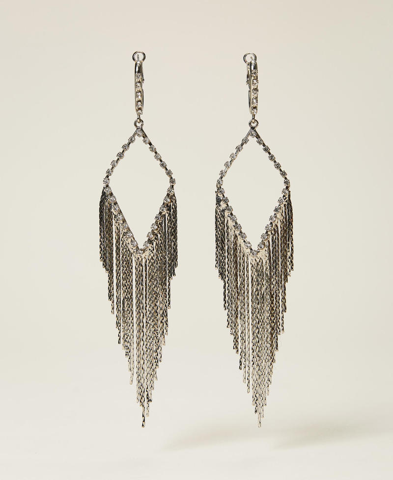 Earrings with fringes and rhinestones Nickel Free Silver Woman 222TO506L-01