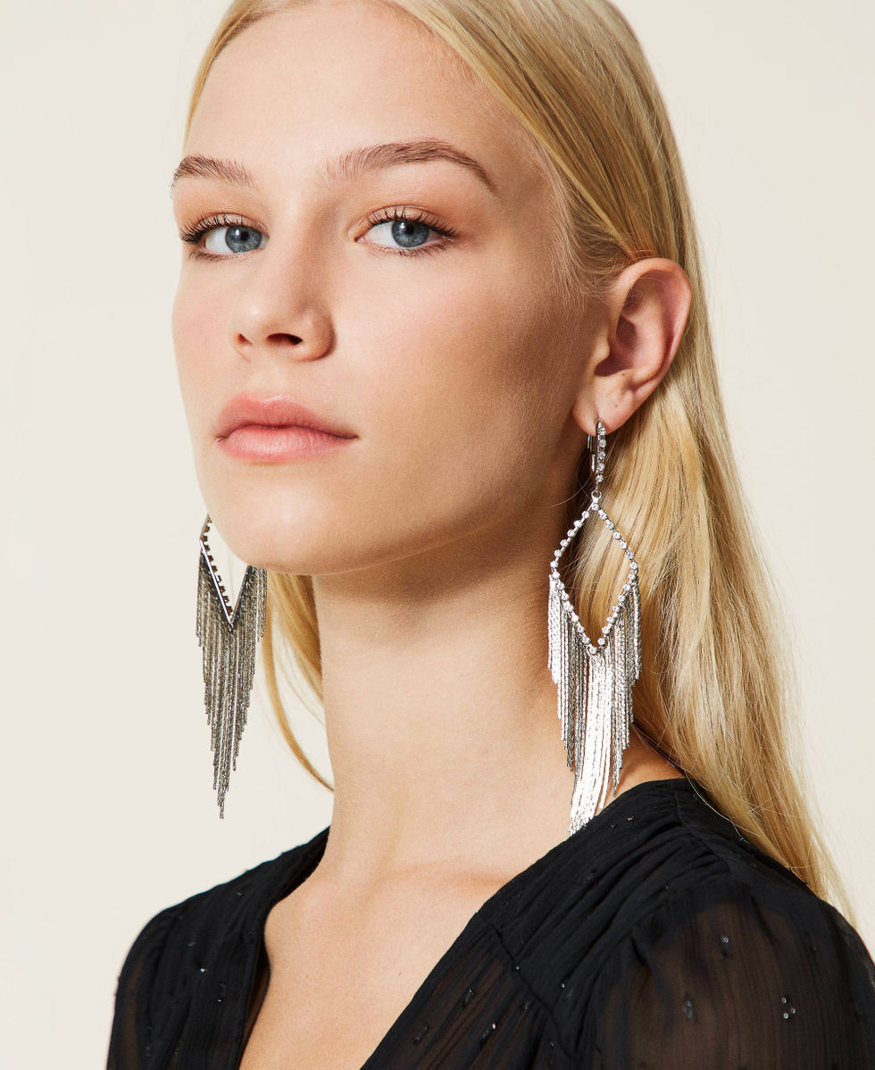 Boucles d&rsquo;oreilles avec franges et strass