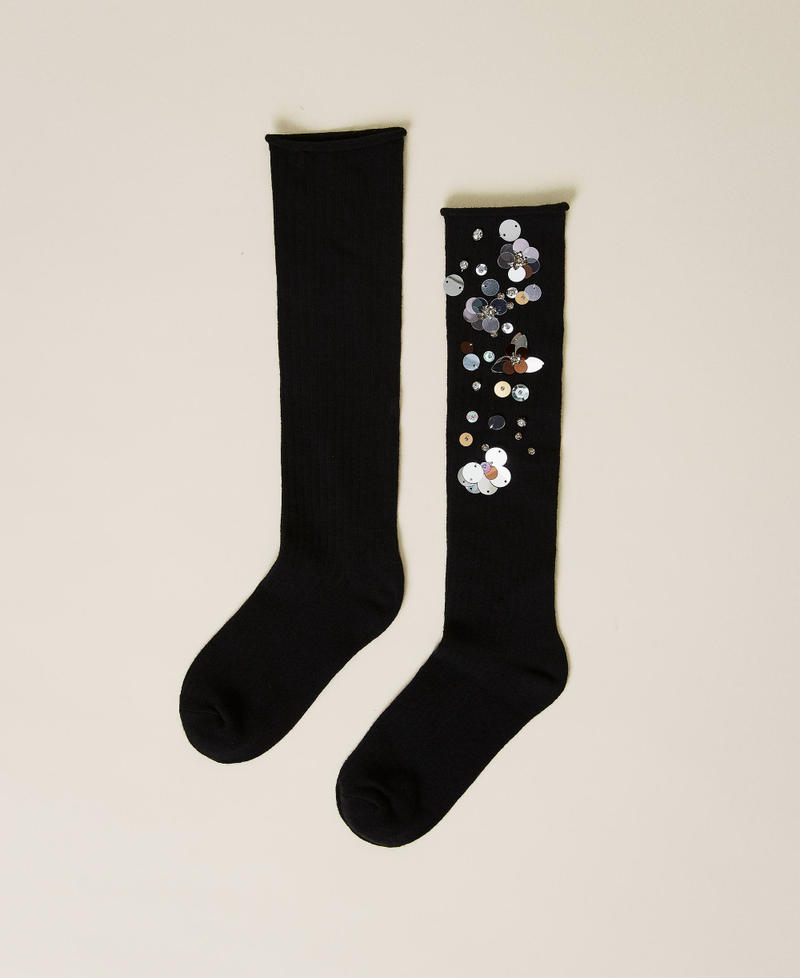 Socks with sequins and logo Black Woman 222TO5100_00006_01
