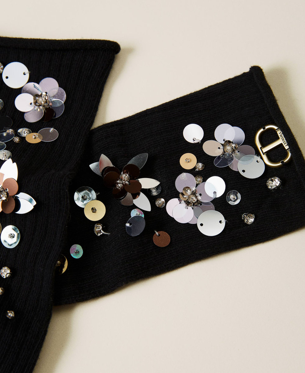 Socks with sequins and logo