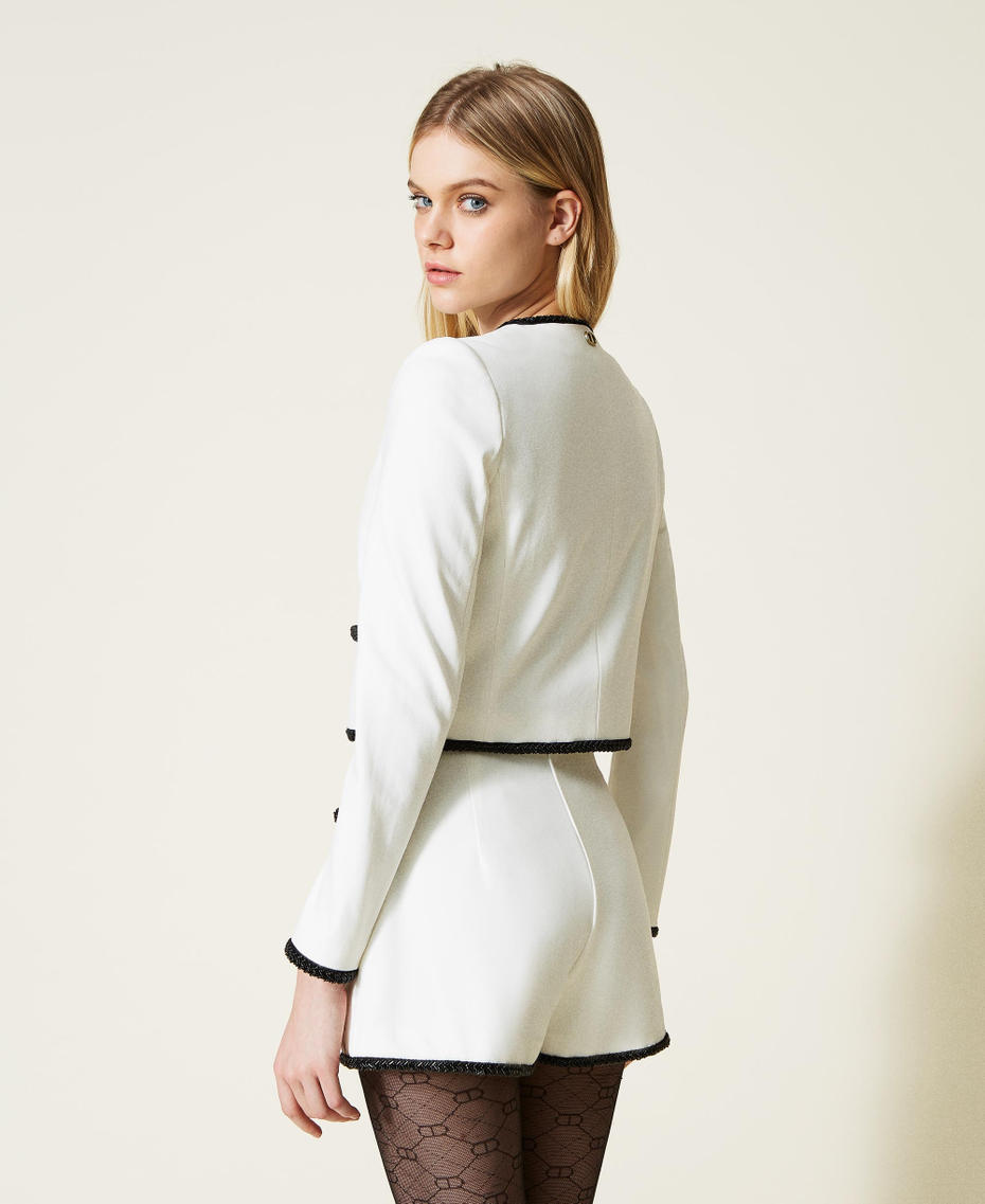 Mandarin collar jacket with handmade embroidery