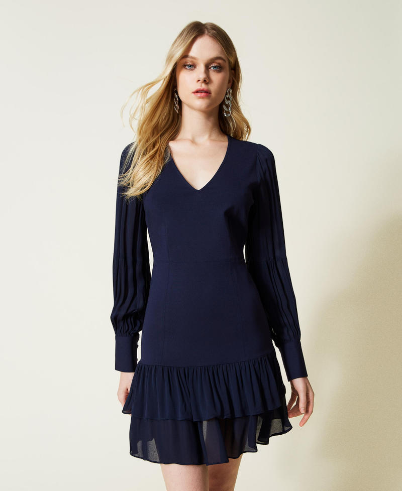 Dress with georgette inserts Midnight Blue Woman 222TP2040-02