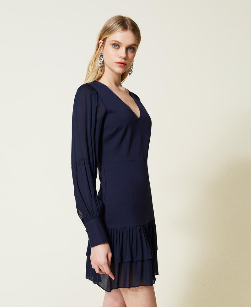 Платье со вставками из жоржета Синий Midnight женщина 222TP2040-03