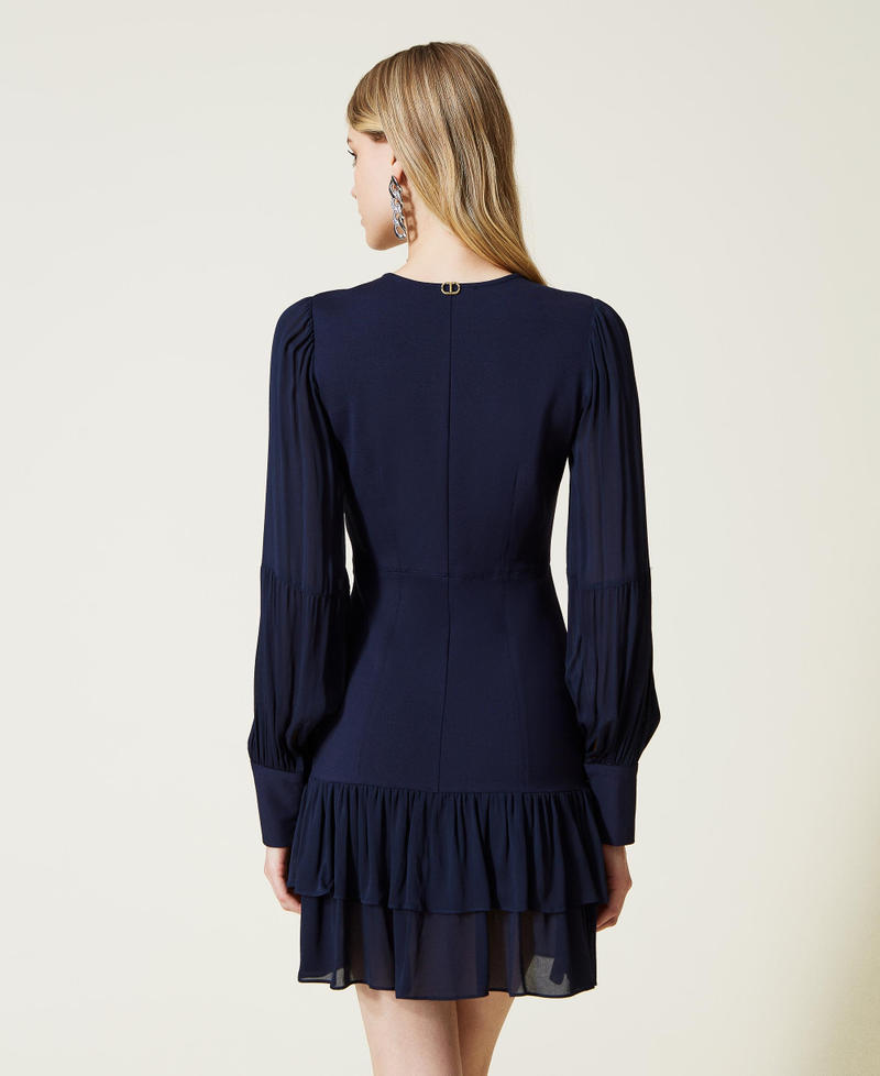 Платье со вставками из жоржета Синий Midnight женщина 222TP2040-04