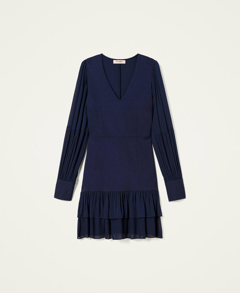 Dress with georgette inserts Midnight Blue Woman 222TP2040-0S
