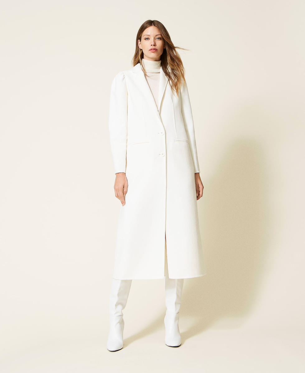 Cappotto lungo in double di misto lana Donna Bianco TWINSET Milano