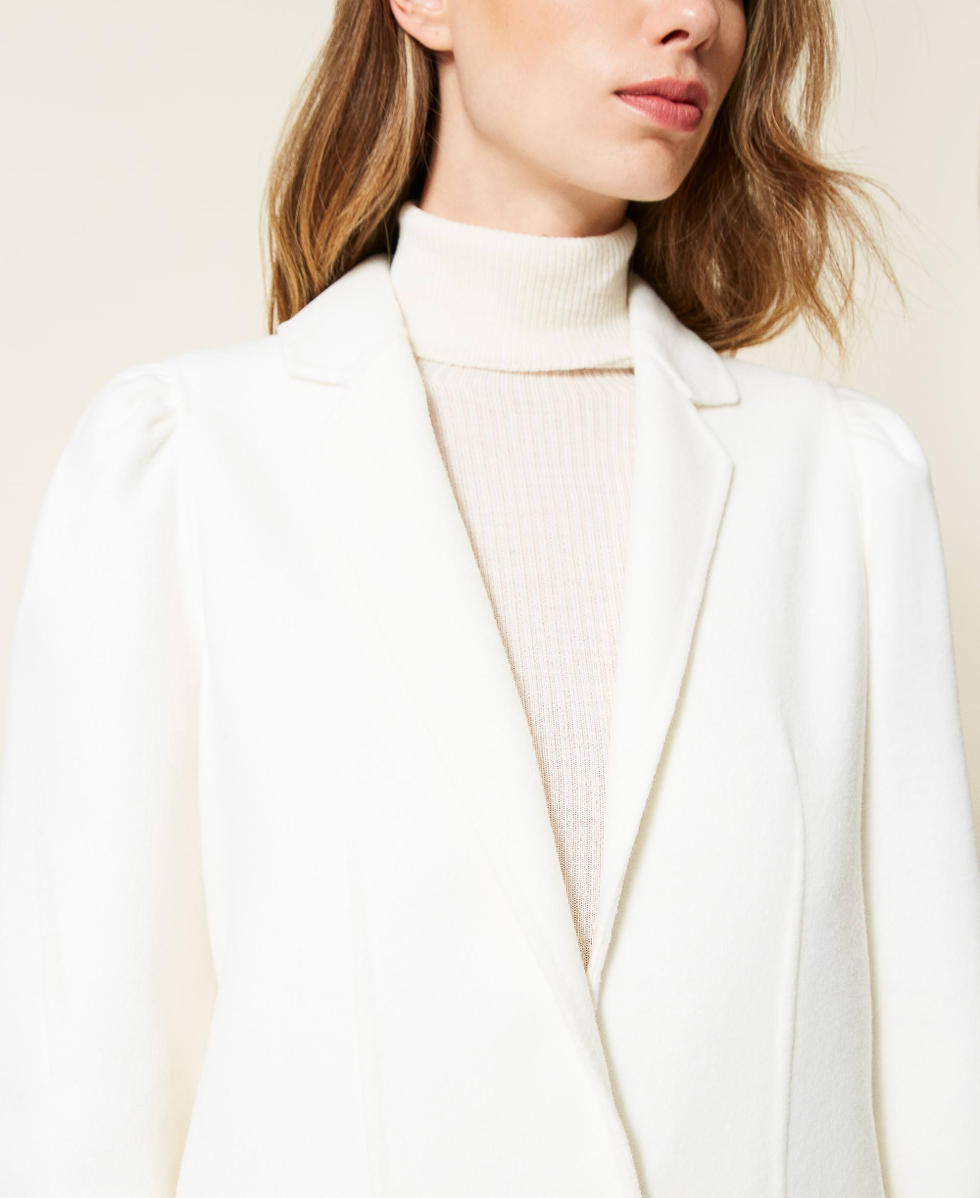 Doubled wool blend long coat Woman, White | TWINSET Milano Doubled wool blend long coat Woman, White | TWINSET Milano