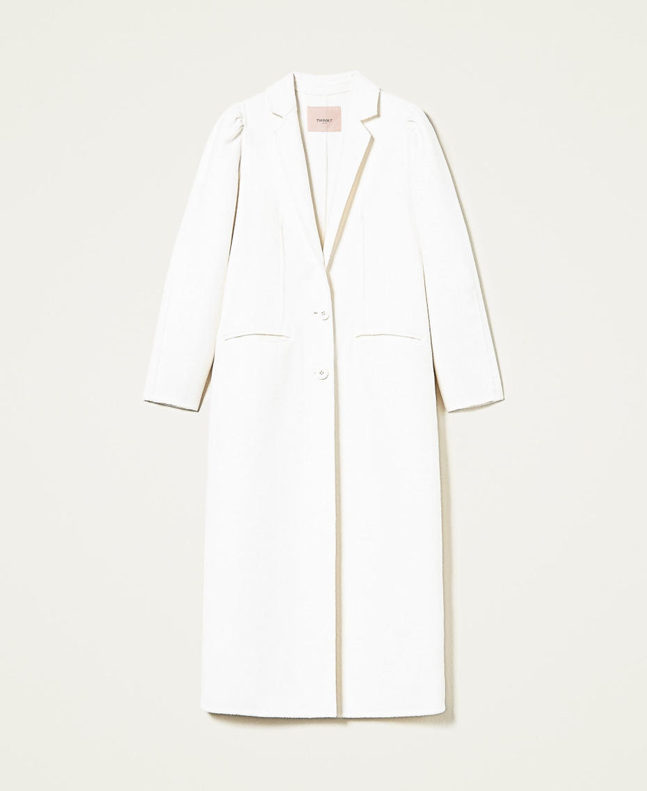 Manteau long en tissu double de laine mélangée Blanc Neige Femme 222TP2051-0S