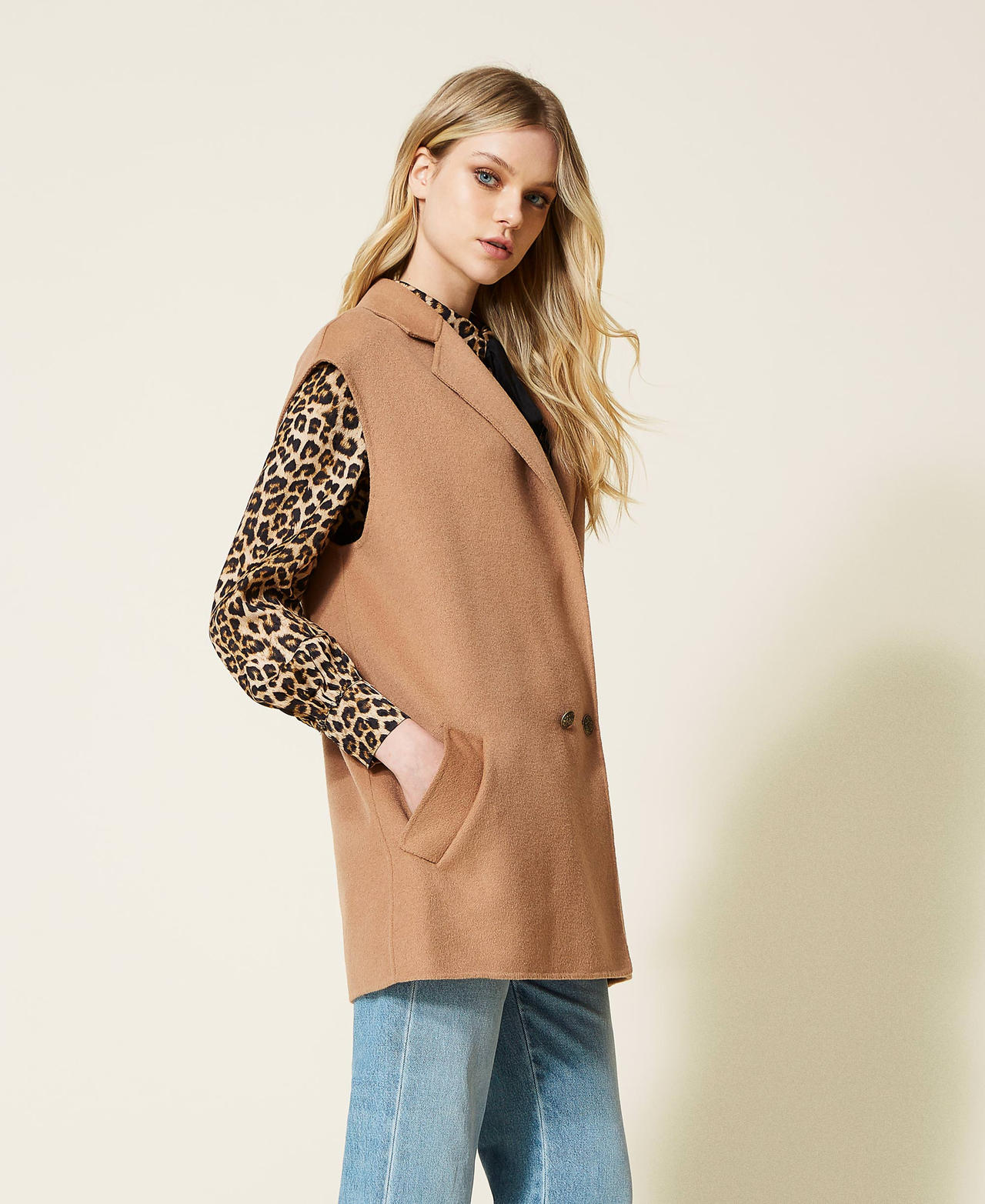 Chaleco en mezcla de lana doble