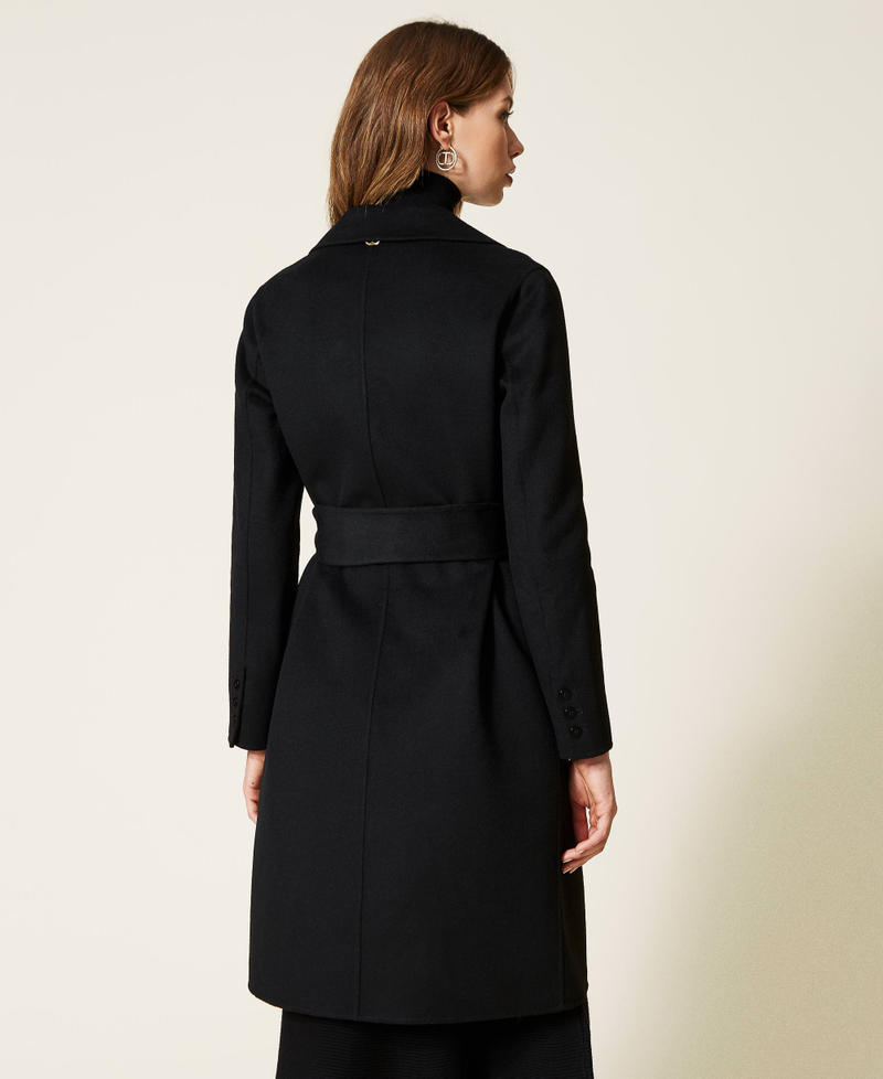 Doubled wool blend cloth coat Black Woman 222TP2056-04