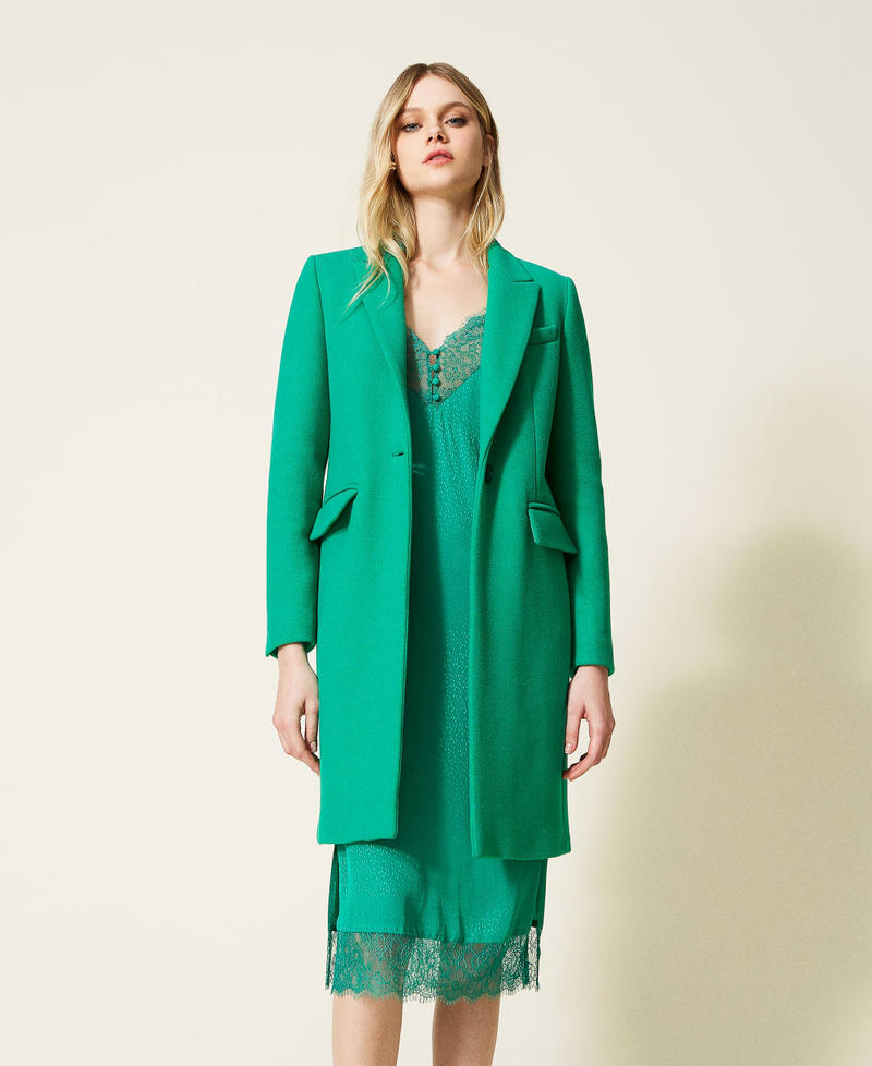 Пальто из полушерстяного сукна Зеленый "Мята Перечная" женщина 222TP2060-01