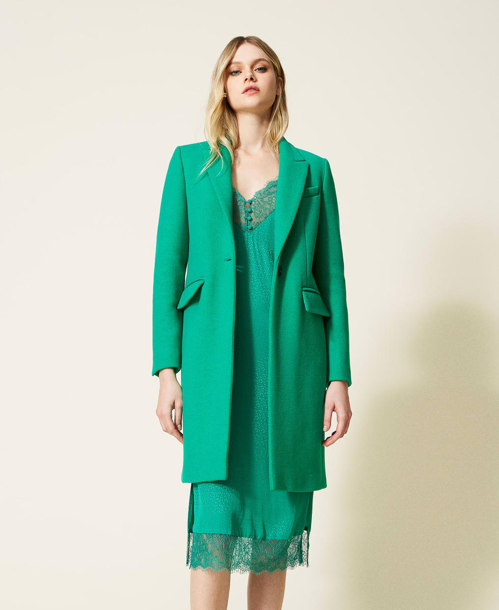 Chirrido Sacrificio Supresión Abrigo de paño de lana mixta Mujer, Verde | TWINSET Milano