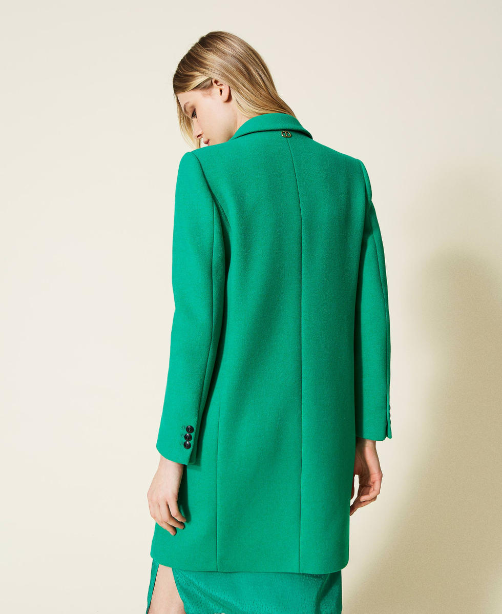 Abrigo paño de lana mixta Mujer, Verde | TWINSET Milano