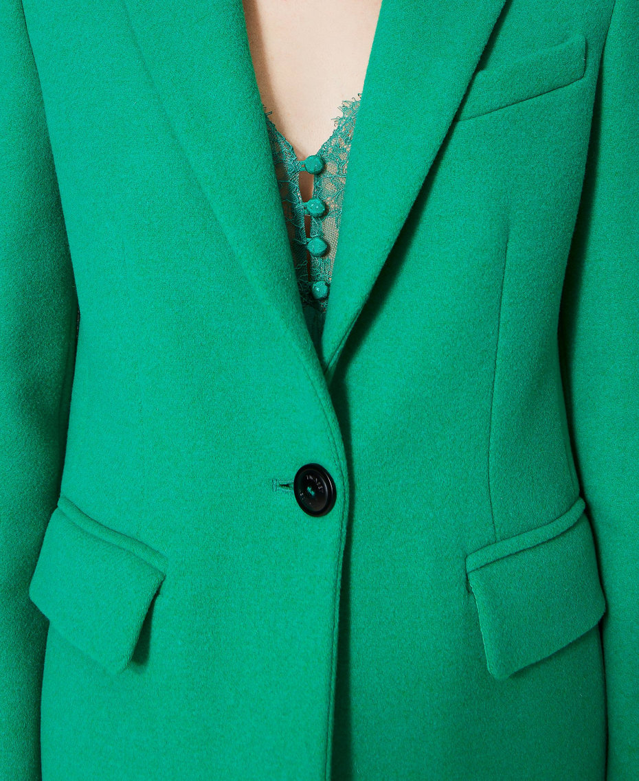 Mantel aus Tuch aus Wollmischung „Pepper Mint“-Grün Frau 222TP2060-05