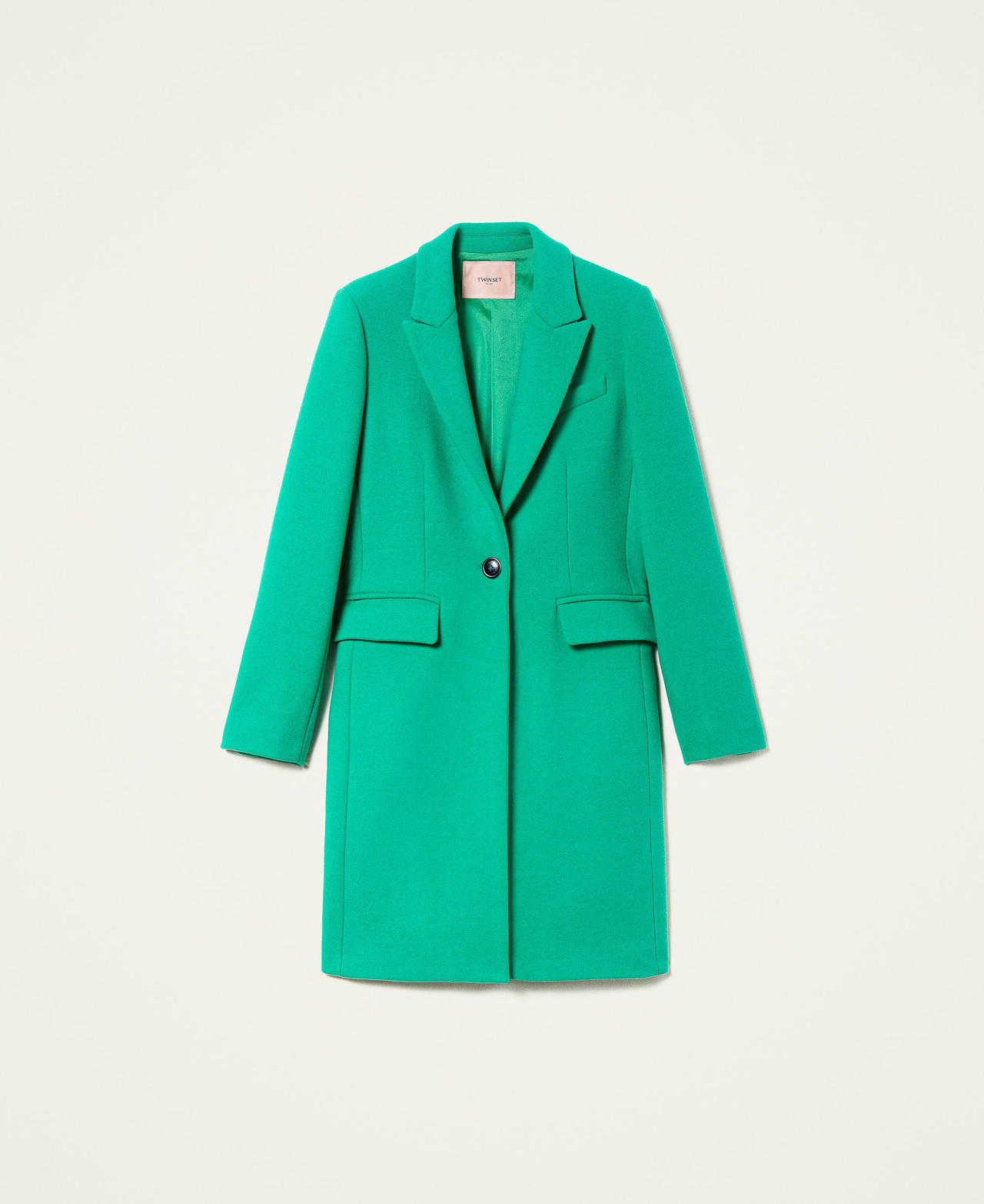 Mantel aus Tuch aus Wollmischung „Pepper Mint“-Grün Frau 222TP2060-0S